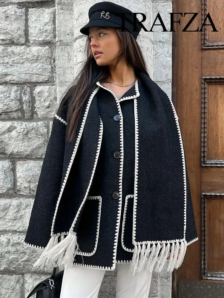 Crochet Scarf Coat For Women