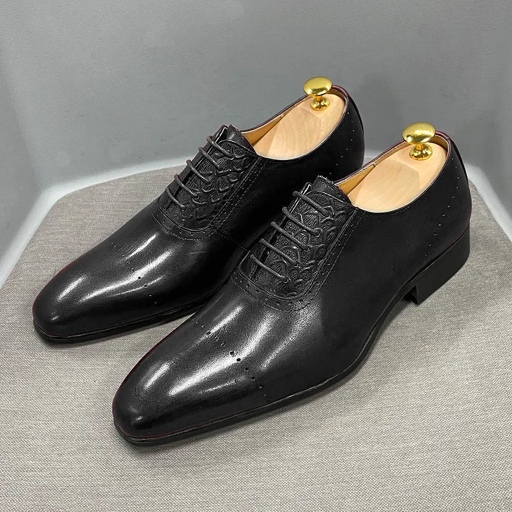 Men Cow Leather Oxford Shoes